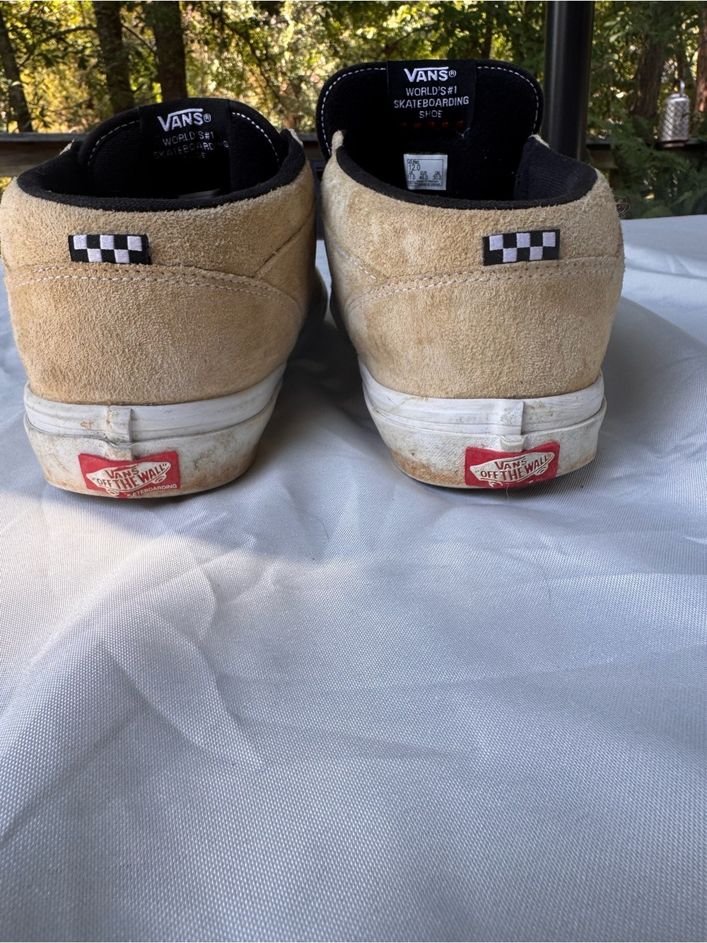Vans Half Cab Suede Sneakers in Tan and Black with White Laces - Picture 4 of 12